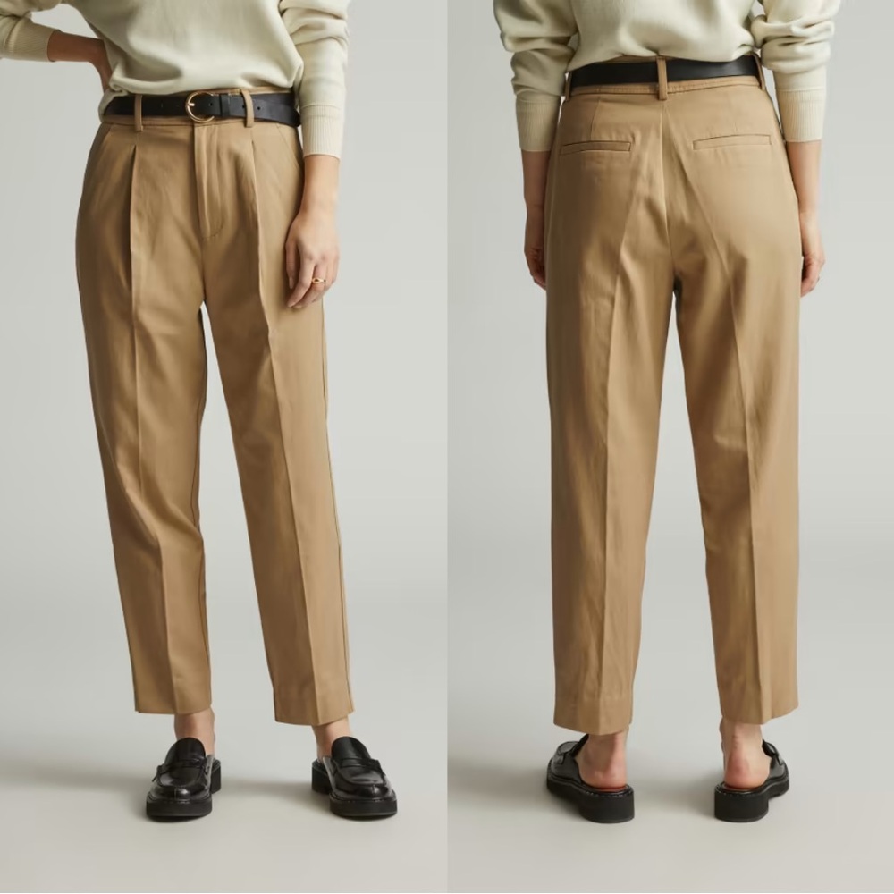 Everlane Draper Tapered Pant Way High Trouser Buttersmooth Tan Khaki Size 2
